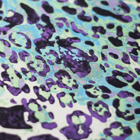 Feline Deco Polyester Spandex Fabric - Leopard Print, Pink/Orange/Turquoise, 58/60" Width (1 Yard)