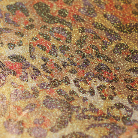 Feline Deco Polyester Spandex Fabric - Leopard Print, Pink/Orange/Turquoise, 58/60" Width (1 Yard)
