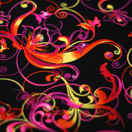 Flourish Fantasy Nylon Spandex Fabric - Multi-Color Floral Print, 58/60" Width (1 Yard)