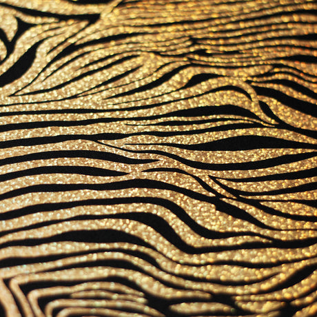 Roxy Zebra Nylon Spandex Fabric - Sparkly Hologram Zebra Print, Fuchsia, Green, Red, Silver, Gold On Black, 58-60" Width (1 Yard)