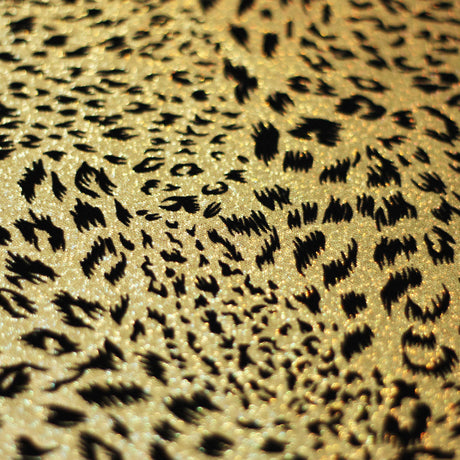 Stray Cat Nylon Spandex Fabric - Gold, Pink, Silver, Red Hologram Leopard Print, 58/60" Width (1 Yard)