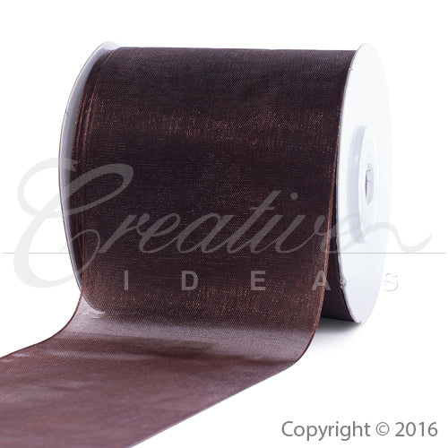 2 3/4"Plain Organza Sheer Ribbons - 25 Yards (Brown)