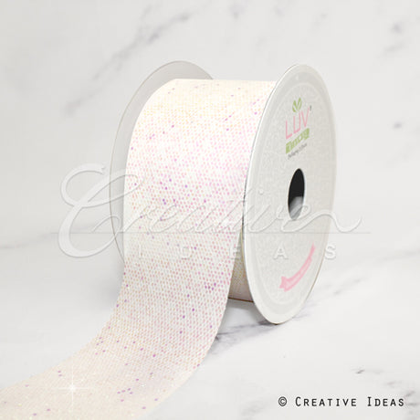 2" Glitter Mini Honeycomb Sequins Ribbon-10 Yds (White)