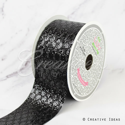 2" Glitter Oval Net Ribbon-10 Yds (Black)