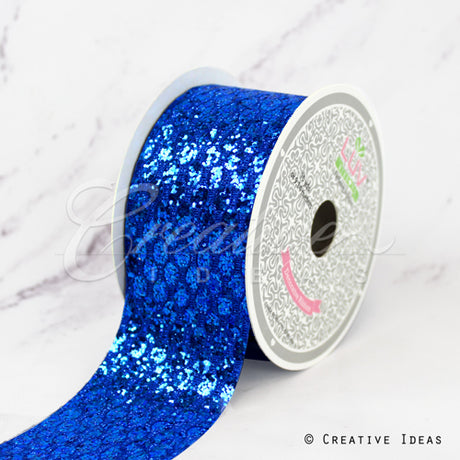 2" Glitter Oval Net Ribbon-10 Yds (Royal Blue)