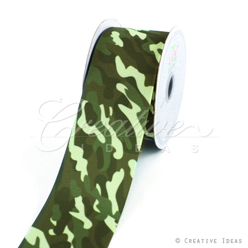 2" Gros-Grain Camouflage Ribbon-10 Yds (Green)
