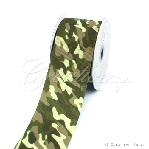 2" Gros-Grain Camouflage Ribbon-10 Yds (Moss)