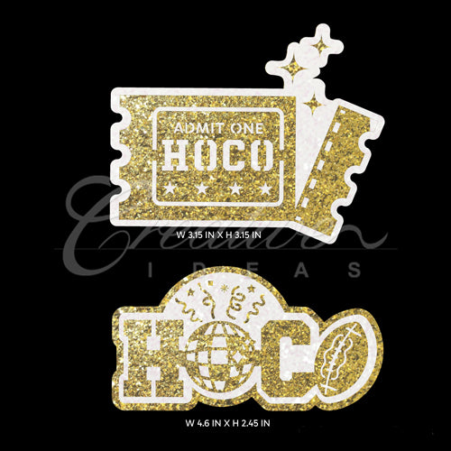 2 Pcs Disco Hoco & Ticket Decal-Set (Gold)