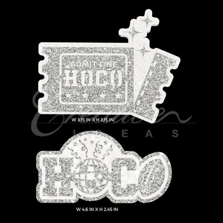 2 Pcs Disco Hoco & Ticket Decal-Set (Silver)