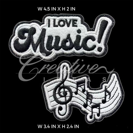 2 Pcs Music Notes Patches-Set (White/Black)