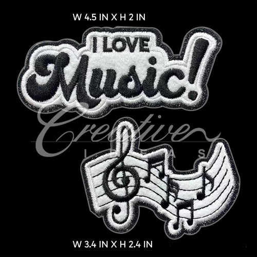 2 Pcs Music Notes Patches-Set (White/Black)