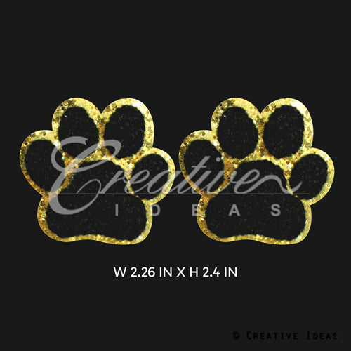 2 Pcs Paw Print Patches-Set (Black/Gold)