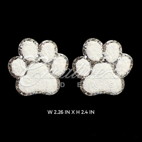 2 Pcs Paw Print Patches-Set (White/Silver)