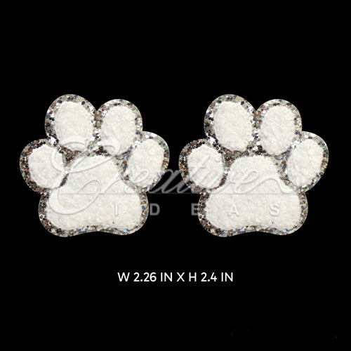 2 Pcs Paw Print Patches-Set (White/Silver)