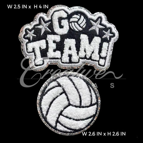 2 Pcs Volleyball Team Patches-Set (White/Black)