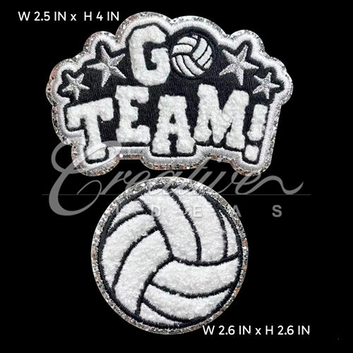 2 Pcs Volleyball Team Patches-Set (White/Black)