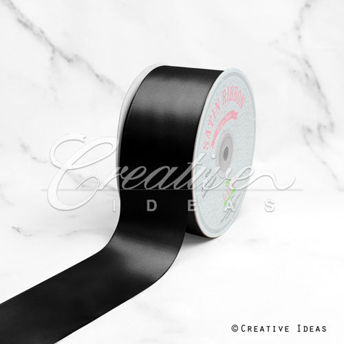 2" Single Face Satin Ribbon - 50 Yards (Black)
