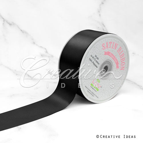 2" Single Face Satin Ribbon - 50 Yards (Black)