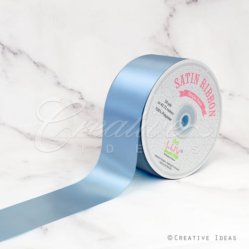 2" Single Face Satin Ribbon - 50 Yards (Blue Mist)