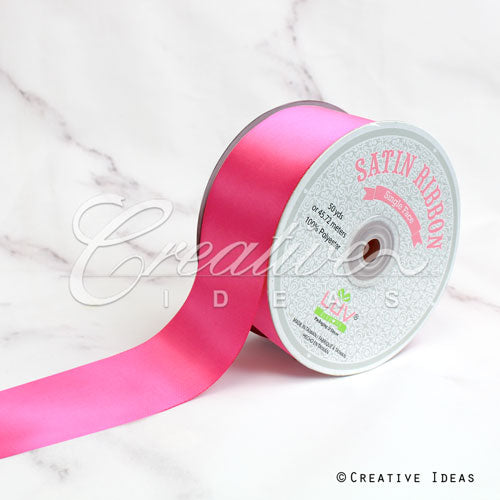 2" Single Face Satin Ribbon - 50 Yards (Hot Pink)