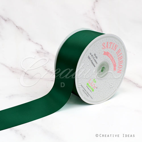 2" Single Face Satin Ribbon - 50 Yards (Hunter Green)