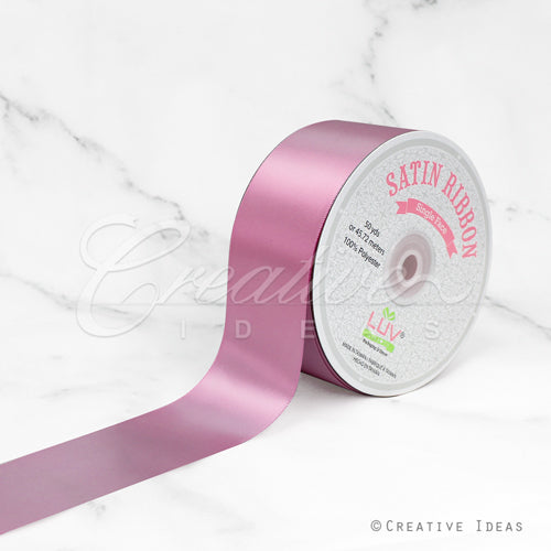 2" Single Face Satin Ribbon - 50 Yards (Rosy Mauve)