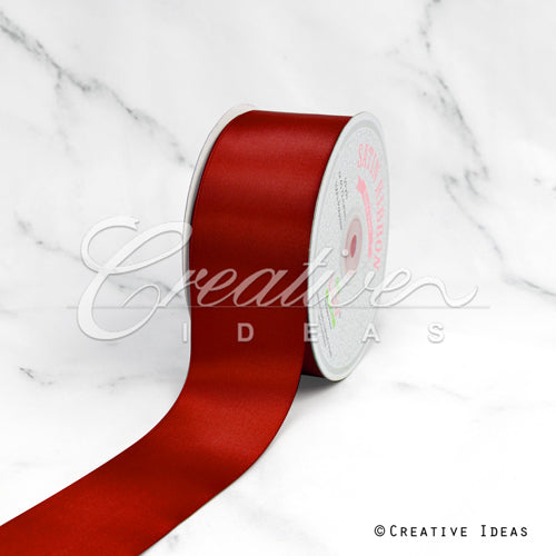 2" Single Face Satin Ribbon - 50 Yards (Scarlet Red)