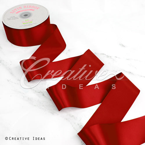 2" Single Face Satin Ribbon - 50 Yards (Scarlet Red)