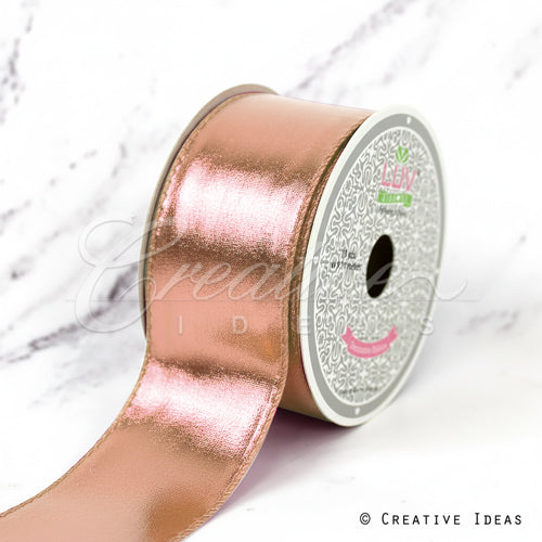 2" Wired Shiny Faux Leather Ribbon-10 Yds (Copper)