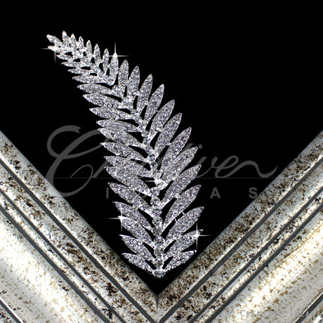 7 1/2" X 2 1/2" Flower Teardrop Rhinestone Applique-Pc (Silver)