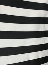 2 Inch Black/White Stripe Satin Fabric - Black/White Horizontal Stripes, 59/60" Width (1 Yard)