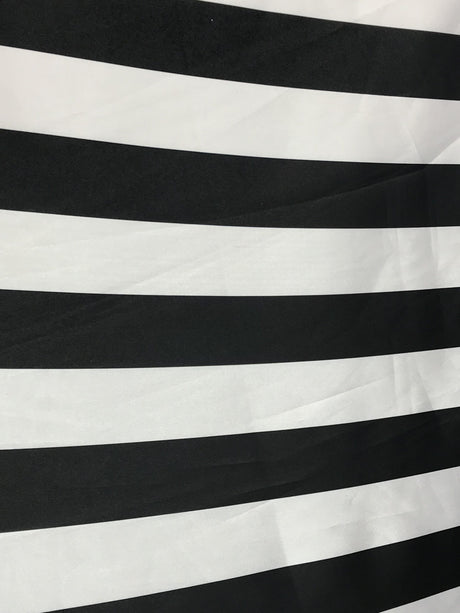2 Inch Black/White Stripe Satin Fabric - Black/White Horizontal Stripes, 59/60" Width (1 Yard)