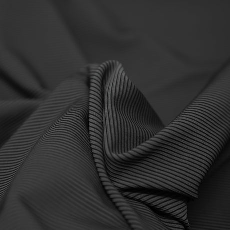 Two Tone Stretch Rib Knit Polyester Spandex Fabric - Black/Charcoal, Ribbed Texture, 59/60" Cut Width, 57" Usable Width (1 Yard)