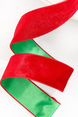 2.5" x 10 Yard Red & Green Velvet with Satin Backing Ribbon