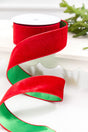 2.5" x 10 Yard Red & Green Velvet with Satin Backing Ribbon
