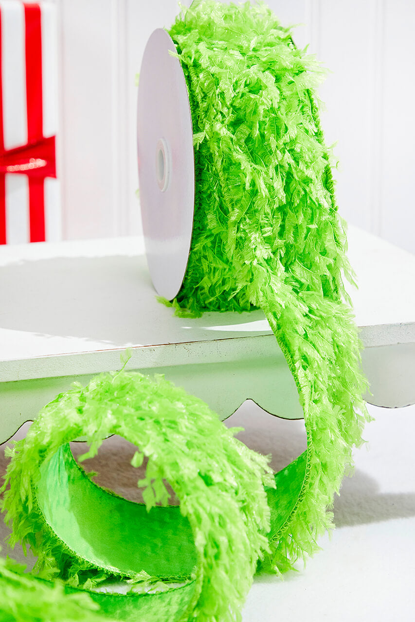 2.5" x 10 Yards Furry Green Ribbon