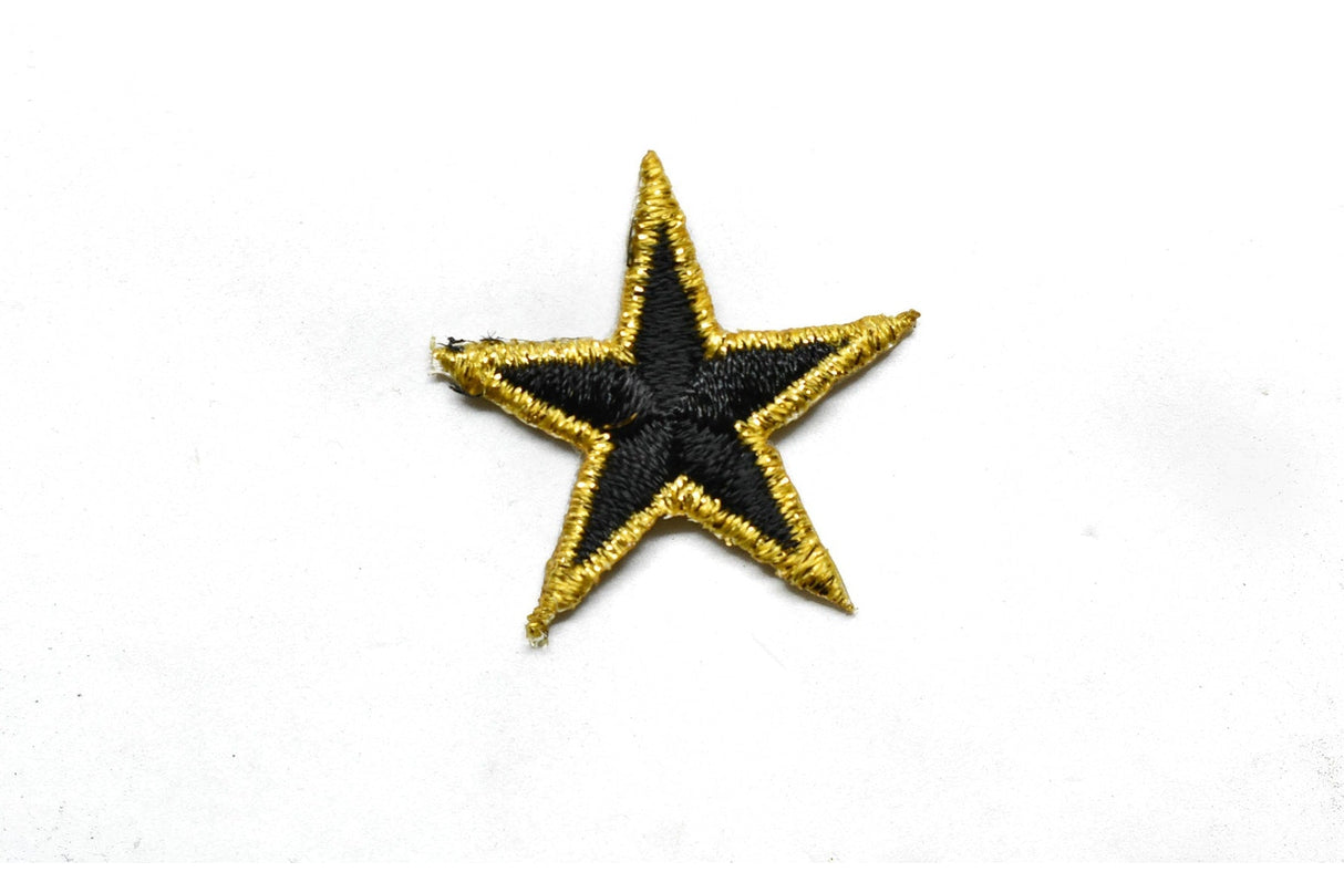 Embroidered Star Applique Iron-On Gold Trim