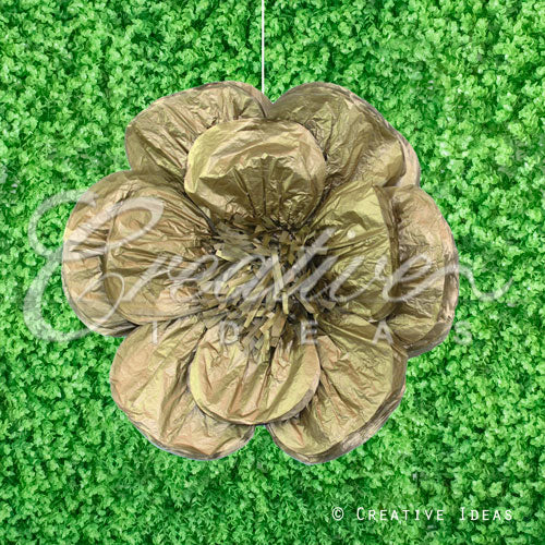 20" Metallic Tissue Scallop Flowers-Pc (Gold)