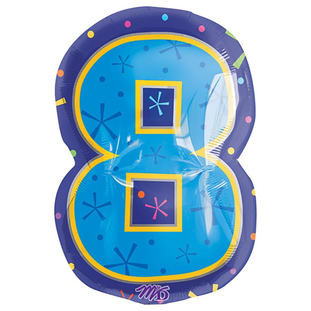 Foil Balloon Number 8 Multi-Color 20 Inch