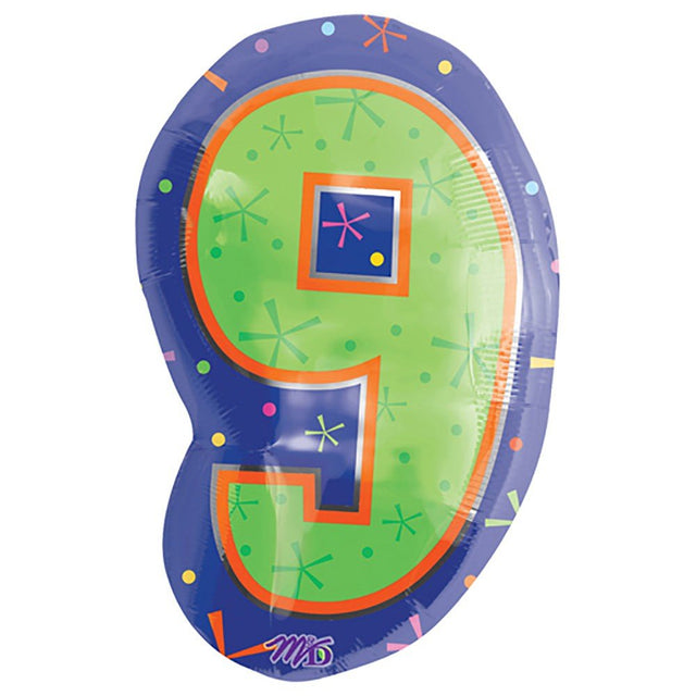 Foil Balloon Number 9 Multi-Color 20 Inch