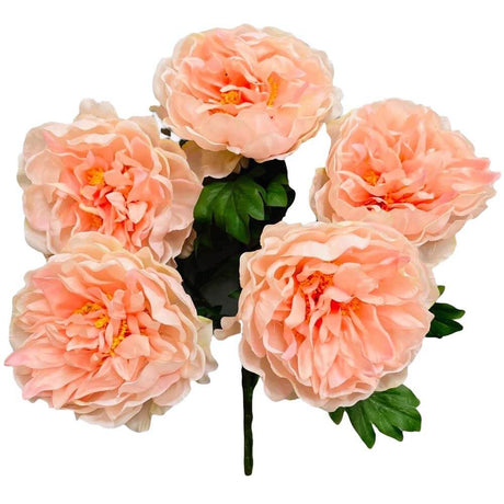 Peony Bush Peach Pink Silk Flowers