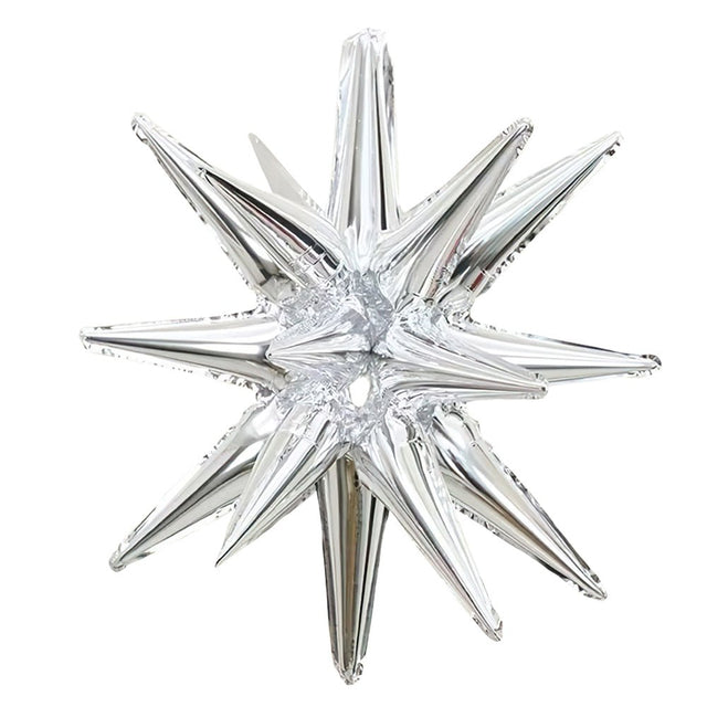 Foil Balloon 20 Point 3D Star-Burst Silver
