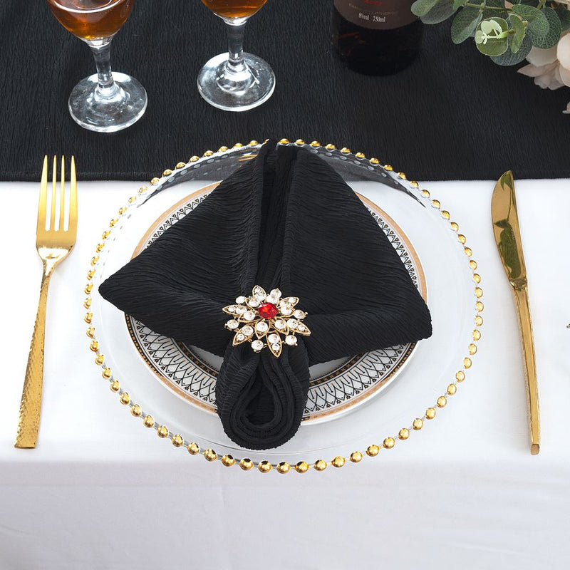 Crinkle Scuba Dinner Napkins 20x20 Black