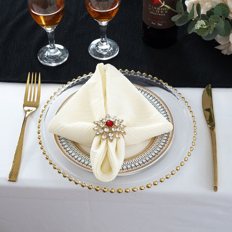 Crinkle Scuba Dinner Napkins 20x20 Ivory