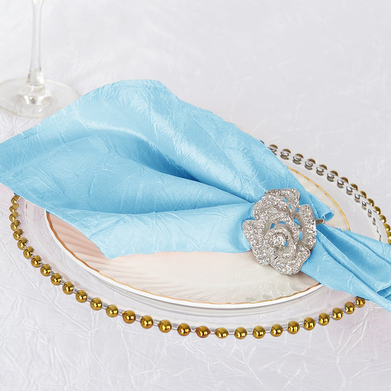 Crushed Taffeta Cloth Dinner Napkins 20x20 Baby Blue