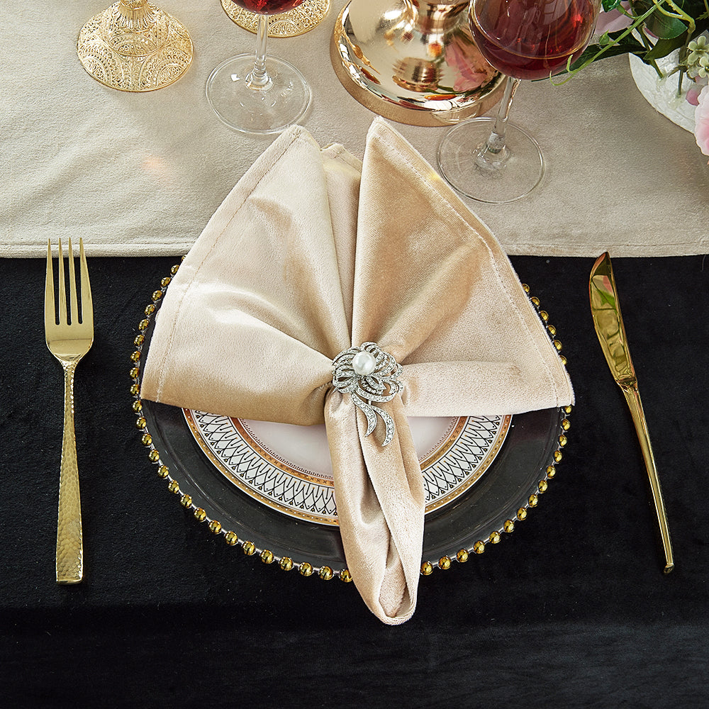Velvet Cloth Dinner Napkins 20x20 Champagne