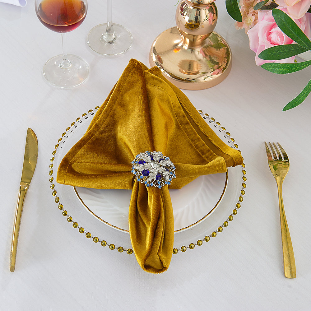 Velvet Dinner Napkins 20x20 Gold