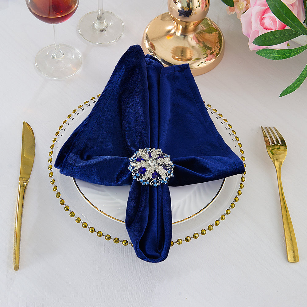 Velvet Dinner Napkins 20x20 Navy Blue