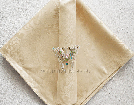 10 Piece Pack Floral Damask Jacquard Polyester Napkins (240 GSM)