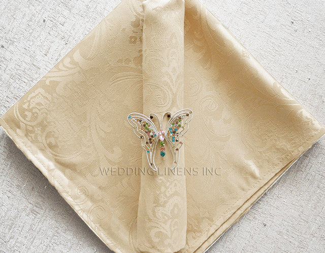Jacquard Damask Cloth Dinner Napkins 20x20 Champagne